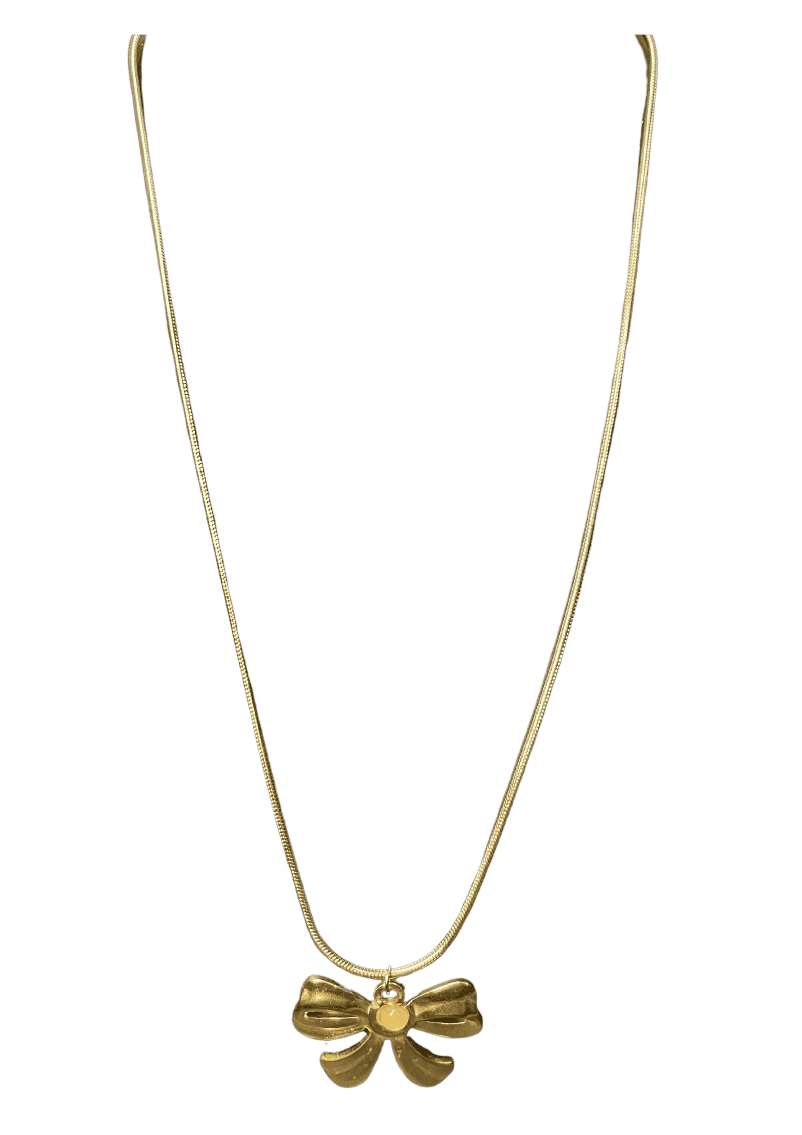 Gold-Plated Bow Pendant Necklace